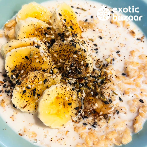 Creamy Sweet Porridge with Exotic Bazaar’s Dukkah: A Deliciously Nutty Morning Treat