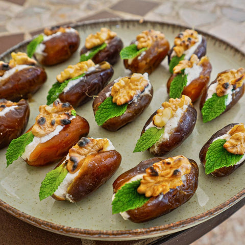 Stuffed Dates with Whipped Feta, Mint & Nuts: A Sweet-Savoury Delight